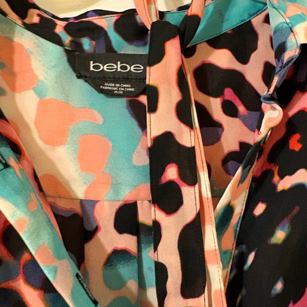 Bebe Multicolor Abstract Leopard Print Dress- Cor… - image 3